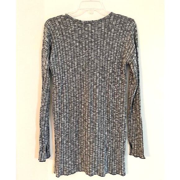 Michael Stars Black & White Long Sleeve V-Neck Ribbed Tunic Knit‎ 8345 Size OS - Picture 5 of 9